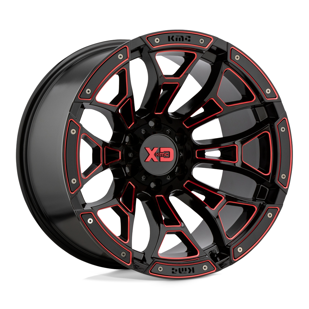 XD XD841 BONEYARD GLOSS BLACK MILLED W/ RED TINT 20X10 5x127 et-18 71.5