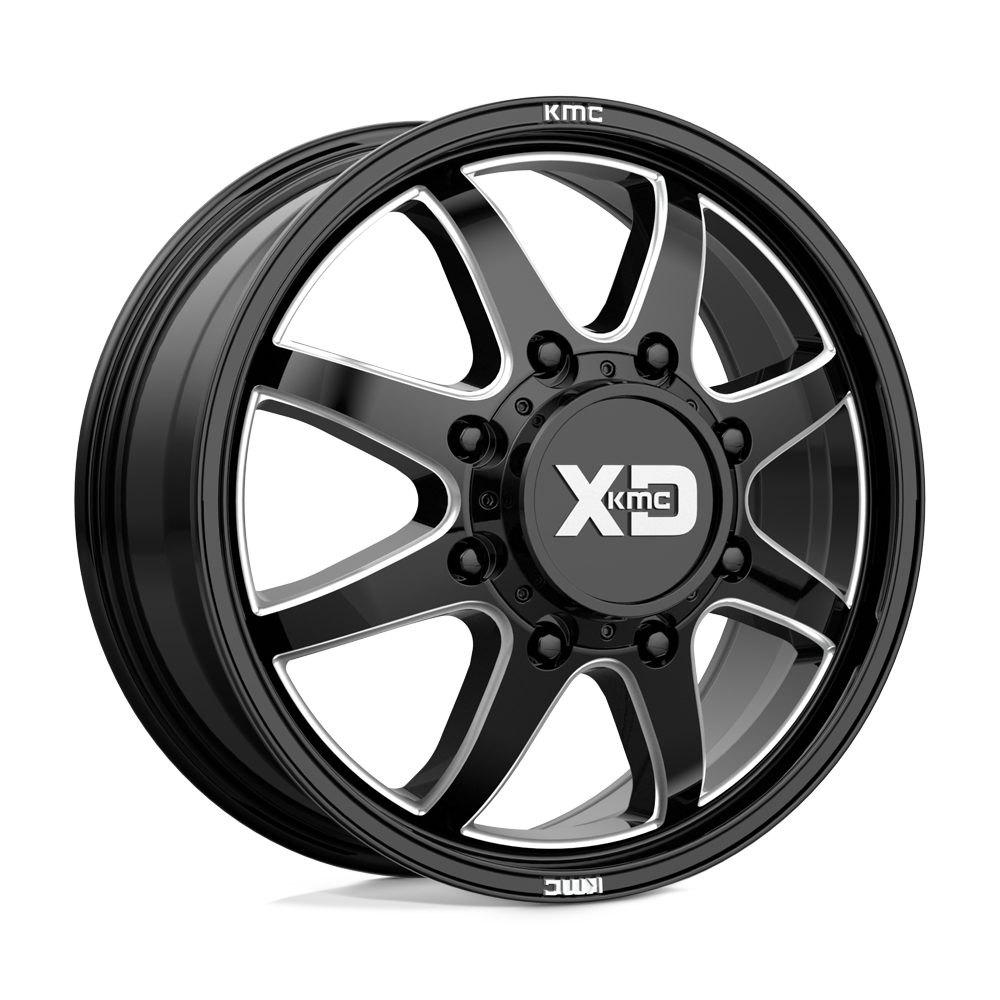 XD XD845 PIKE DUALLY GLOSS BLACK MILLED - FRONT 22X8.25 8x165.1 et105 117