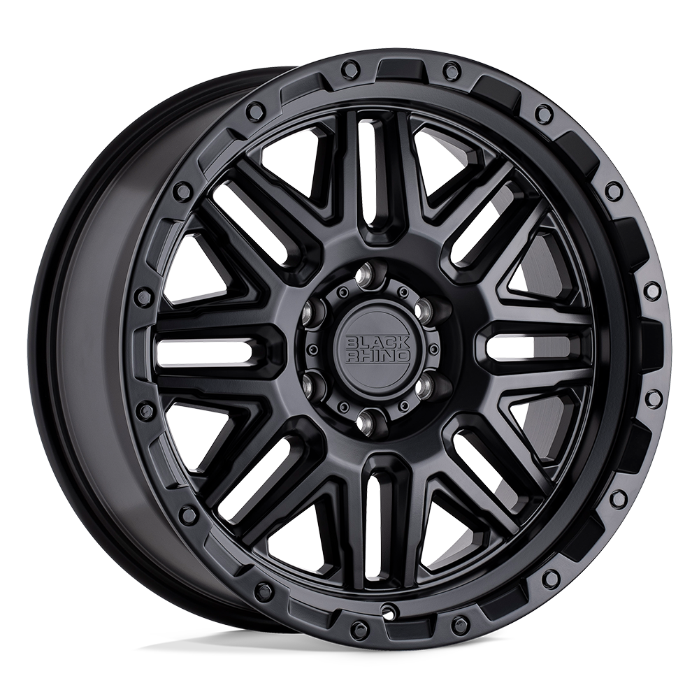 Black Rhino ALAMO MATTE BLACK W/ BLACK BOLTS 20X9 6x139.7 et-18 112.1