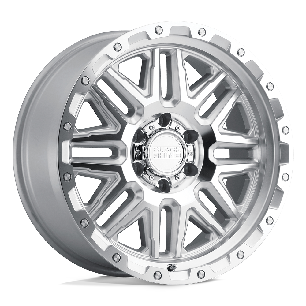 Black Rhino ALAMO SILVER W/ MIRROR FACE & STAINLESS BOLTS 20X9 6x139.7 et12 112.1