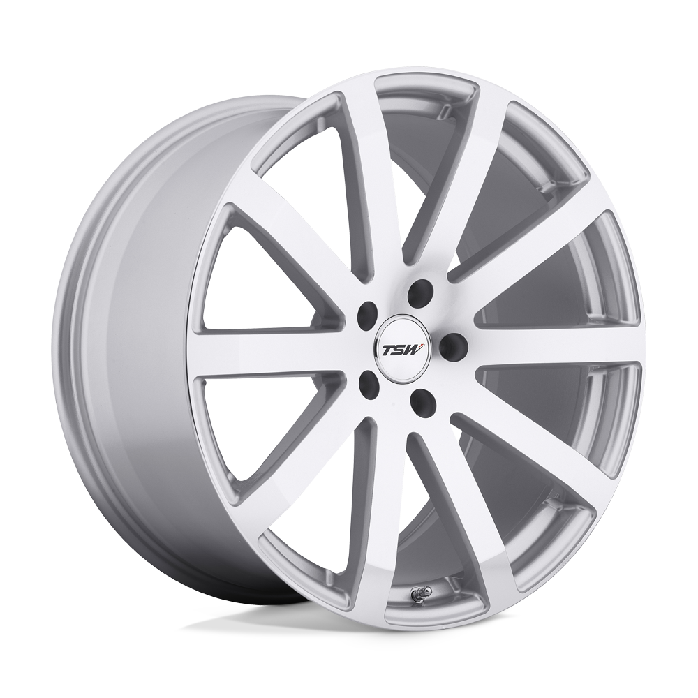 TSW BROOKLANDS SILVER W/ MIRROR CUT FACE 18X9.5 5x120 et20 76.1