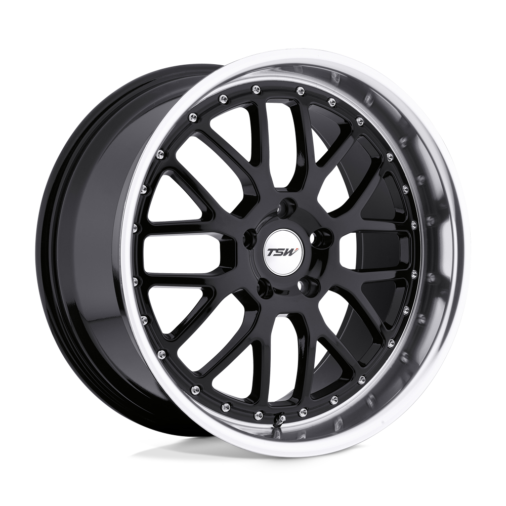 TSW VALENCIA GLOSS BLACK W/ MIRROR CUT LIP 20X10 5x120 et40 76.1