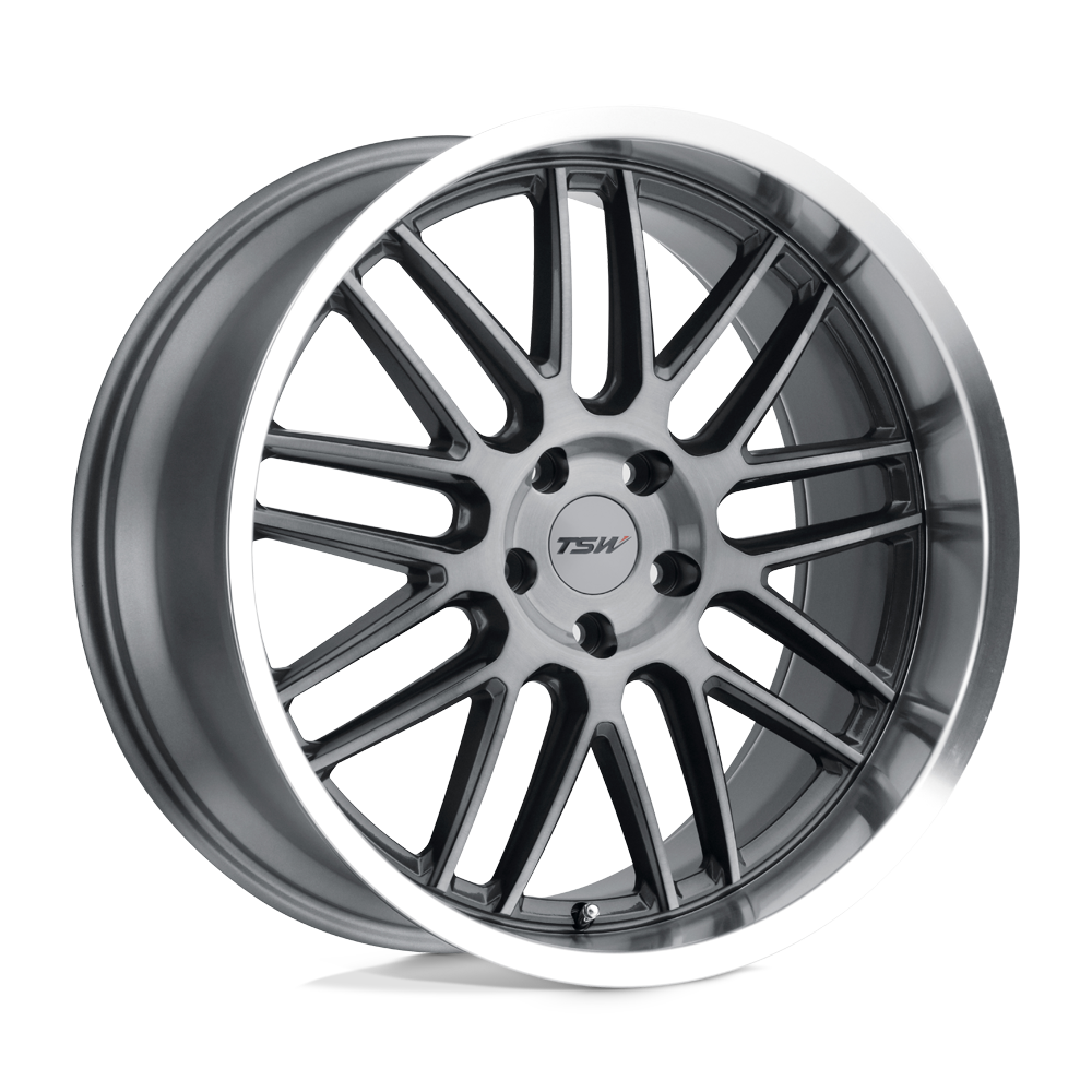 TSW AVALON GUNMETAL W/ BRUSHED GUNMETAL FACE & MACHINED LIP 20X10 5x120 et25 76.1