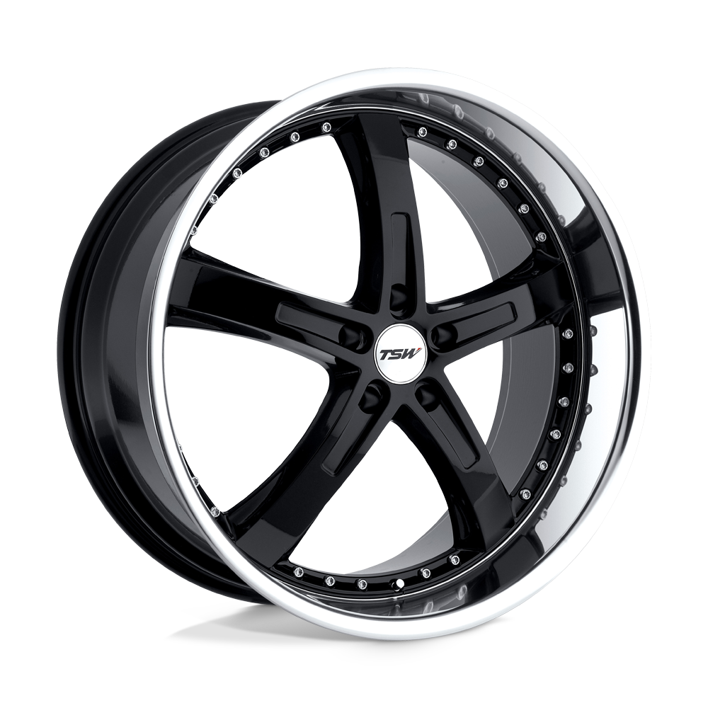 TSW JARAMA GLOSS BLACK W/ MIRROR CUT LIP 19X8 5x100 et35 72.1