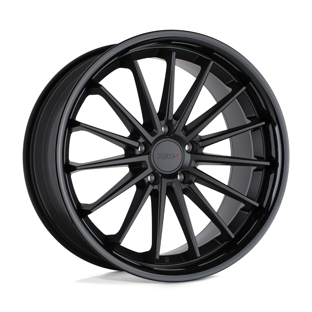 TSW MARINA MATTE BLACK W/ GLOSS BLACK LIP 18X9.5 5x114.3 et20 76.1