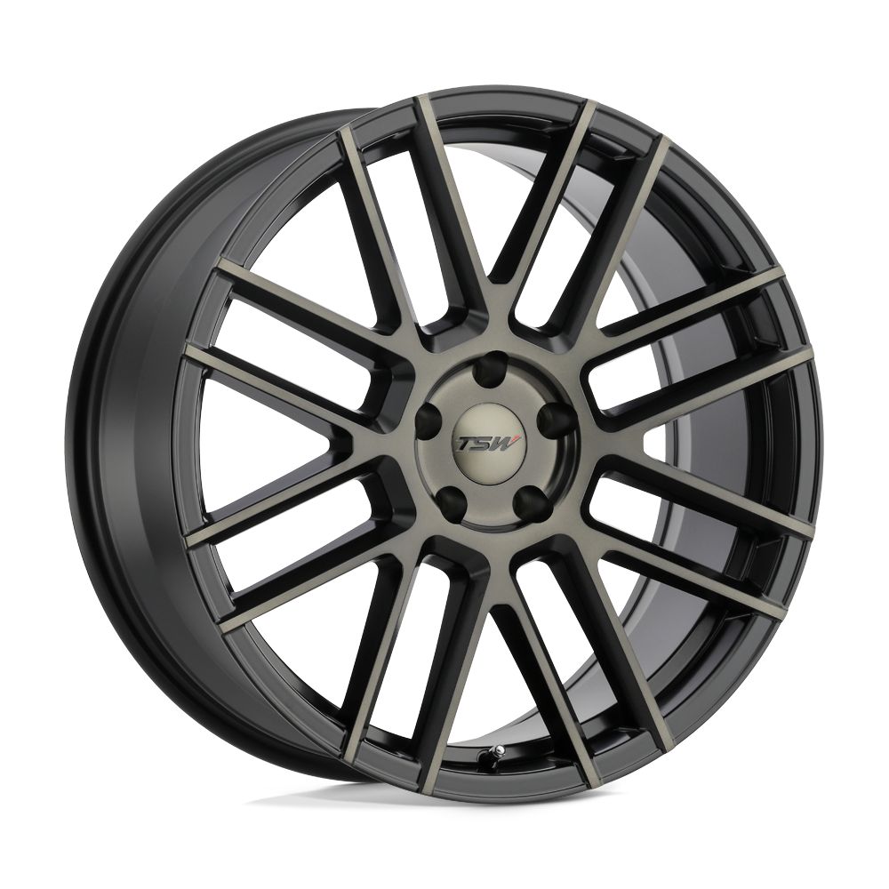 TSW MOSPORT MATTE BLACK W/ MACHINE FACE & DARK TINT 22X11 5x120 et25 76.1