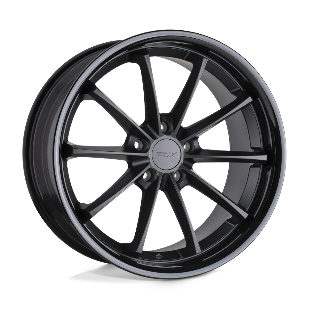 TSW SWEEP MATTE BLACK W/ GLOSS BLACK LIP 20X8.5 5x114.3 et40 76.1