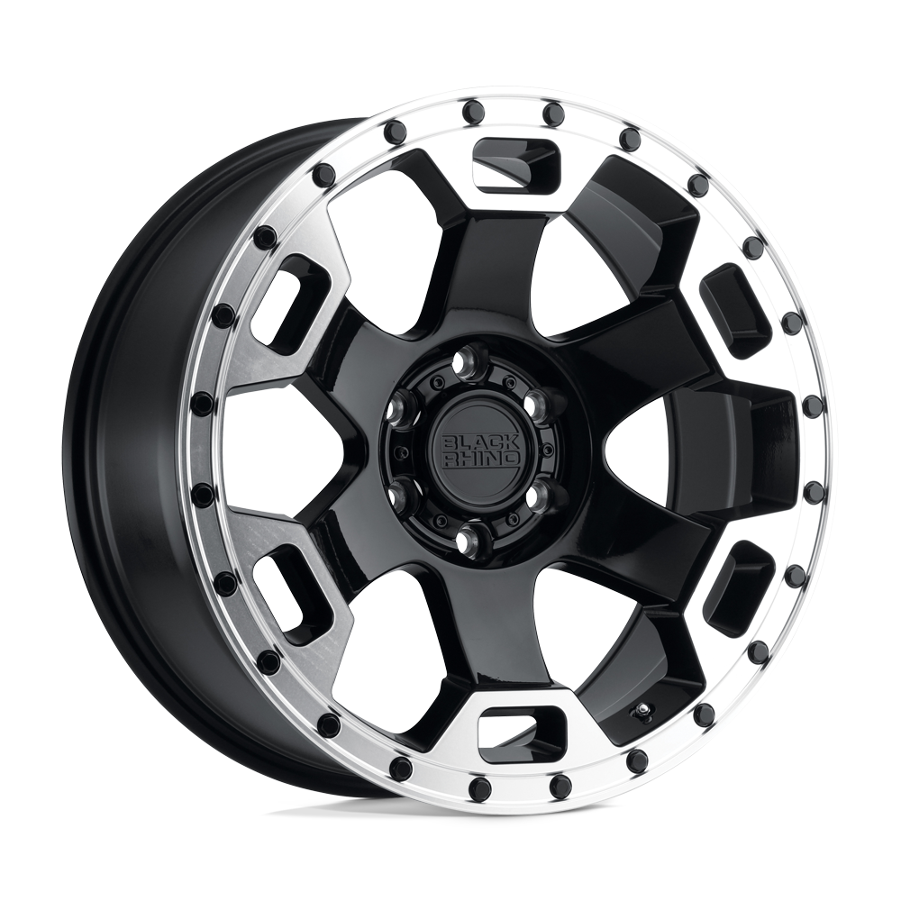 Black Rhino GAUNTLET GLOSS BLACK W/ MIRROR MACHINED RING 20X9 6x139.7 et12 112.1