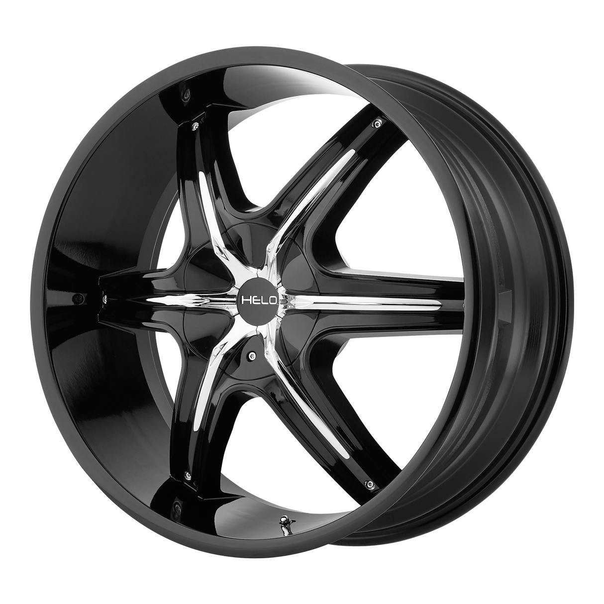 Helo HE891 GLOSS BLACK W/ GLOSS BLACK AND CHROME ACCENTS 20X8.5 5x115/5x120.65 et10 72.56
