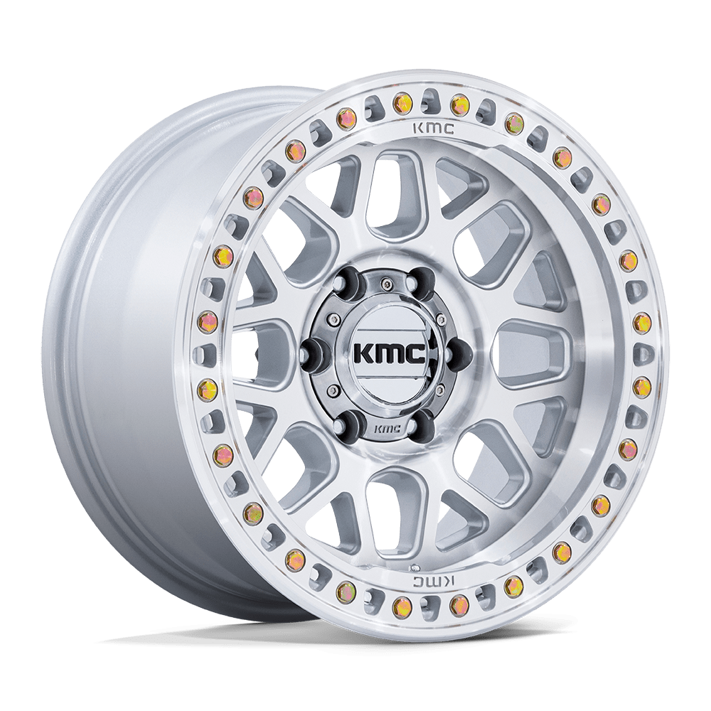 KMC KM549 GRS GLOSS SILVER W/ MACHINED FACE 18X9 5x127 et-12 71.5