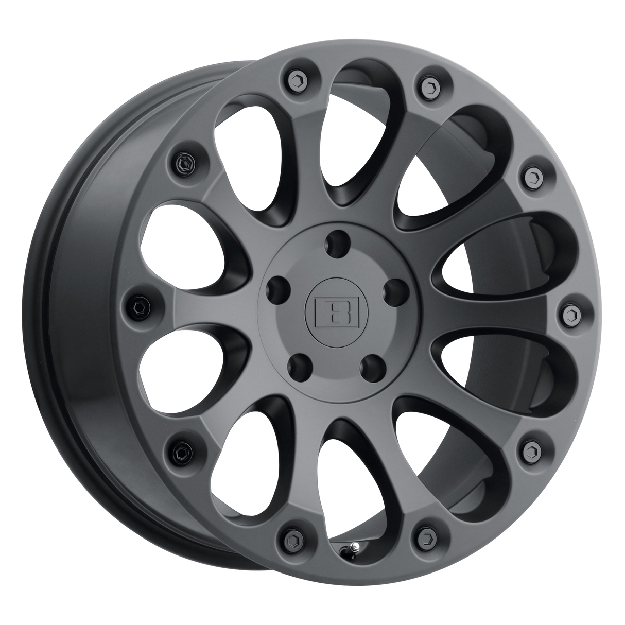 Level 8 IMPACT MATTE BLACK 15X8 5x127 et-24 71.5