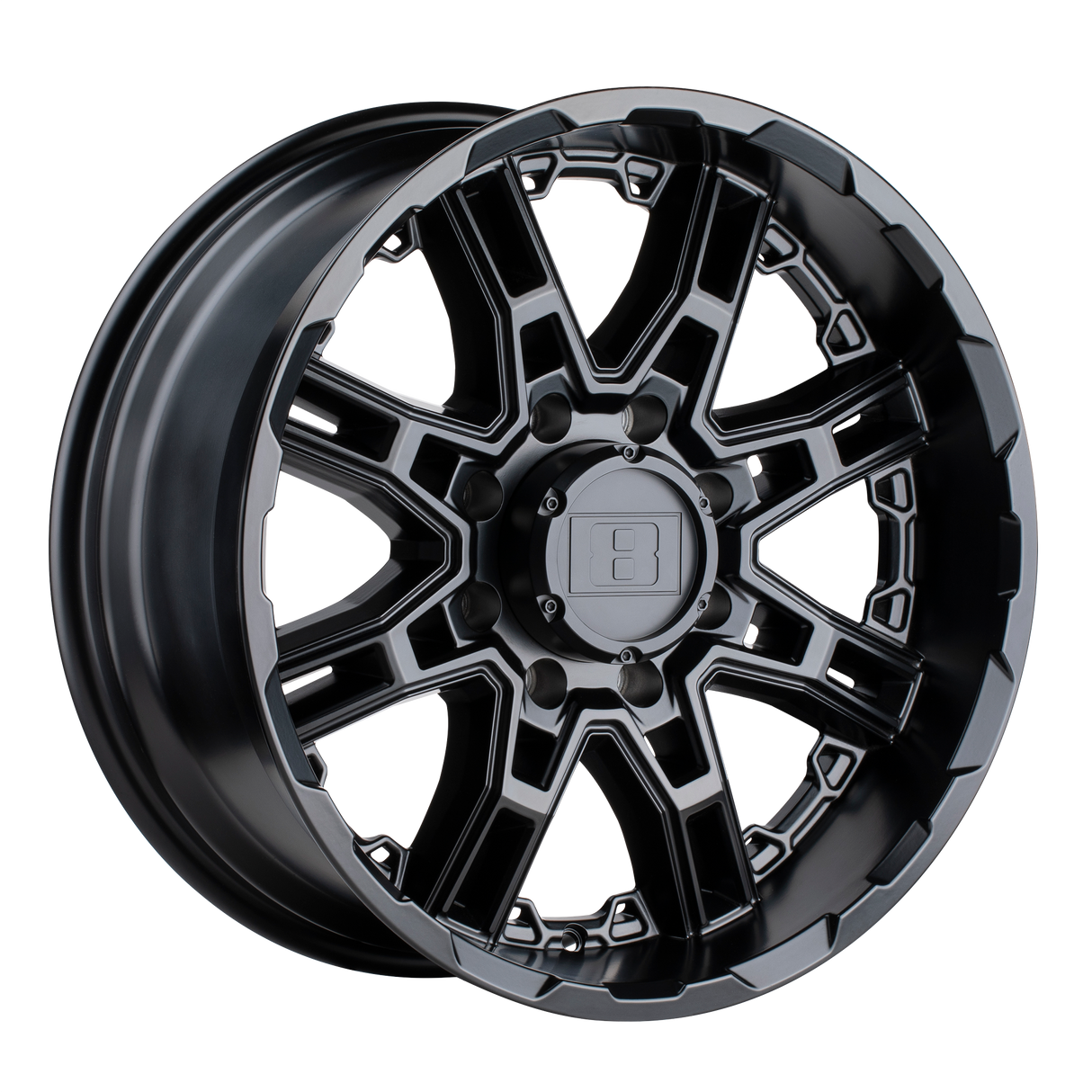 Level 8 SLINGSHOT MATTE BLACK 16X8.5 6x135 et-10 87.1