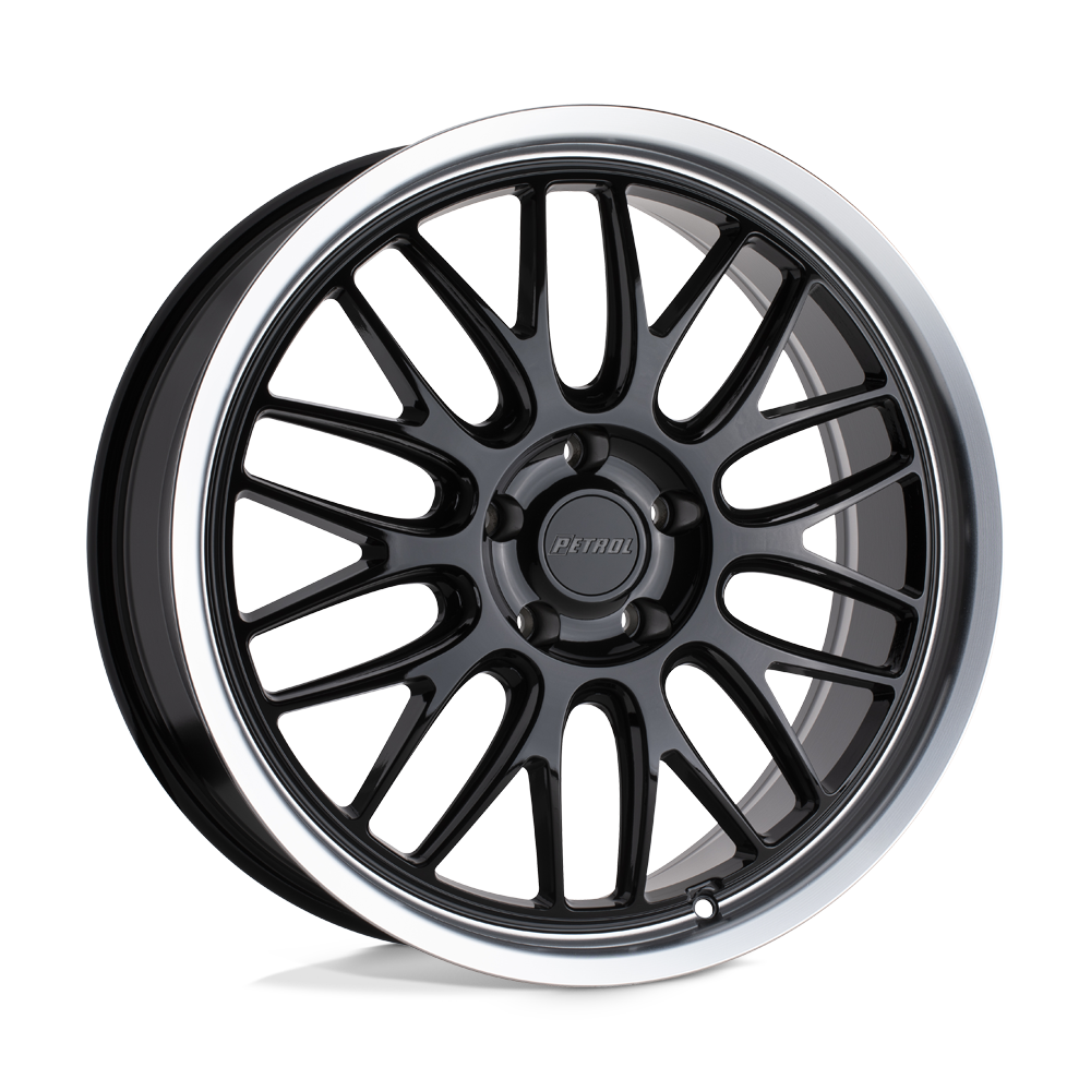 Petrol P4C GLOSS BLACK W/ MACHINED CUT LIP 20X8.5 5x112 et40 66.56