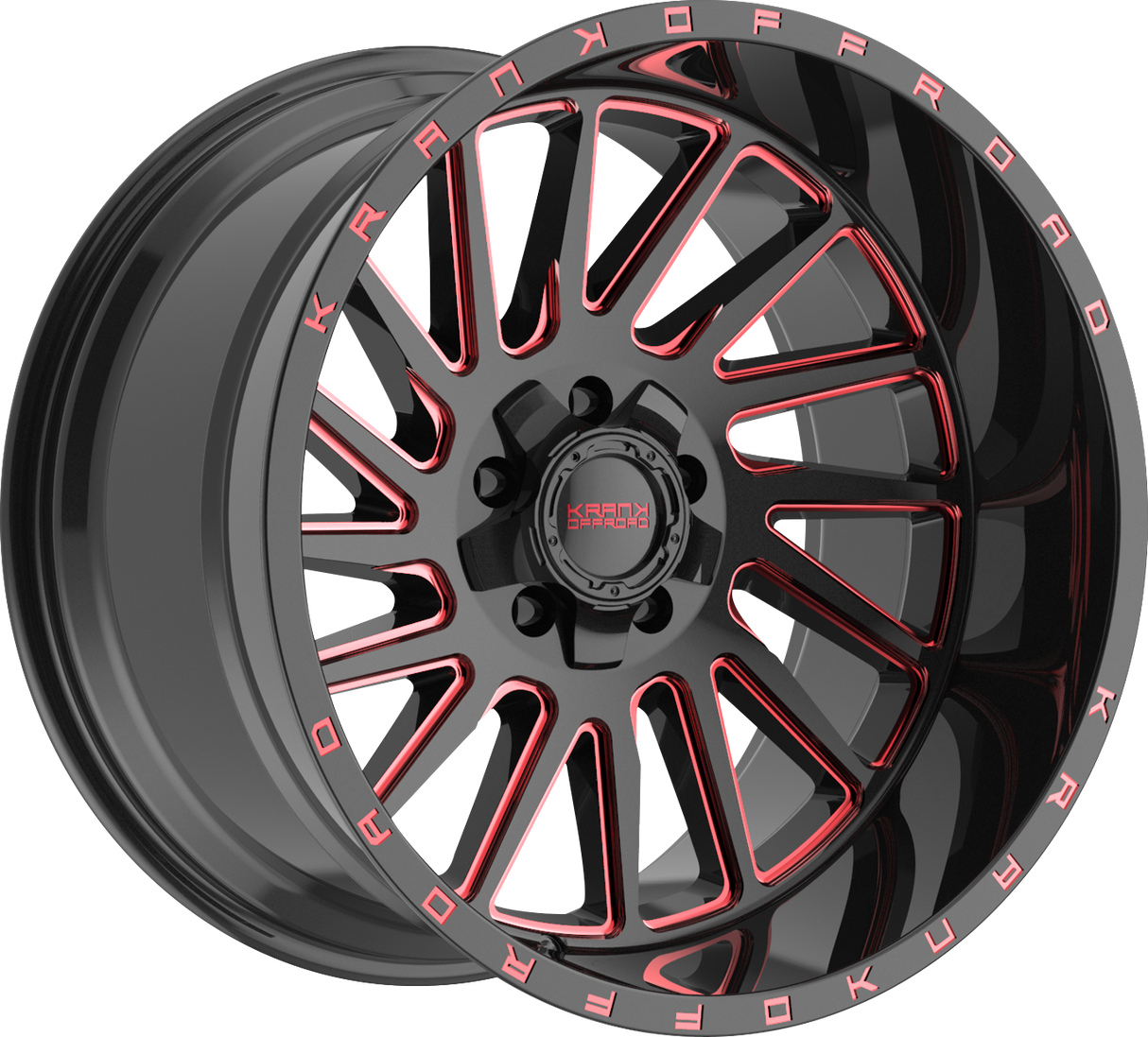 Krank Offroad Coil Gloss Black Red Milled 20x12 5x127/5x139.7 et-44 77.8