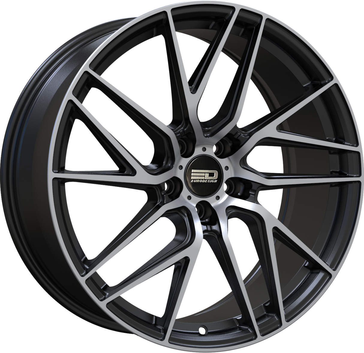 Euro Design Tech Matte Black Machined 19x8.5 5x112 et21 66.5