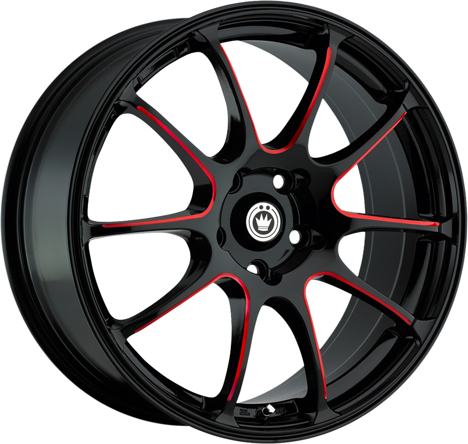 Konig Illusion Gloss Black w/ Red Spoke Accents 17x7 5x100 et40 73.1