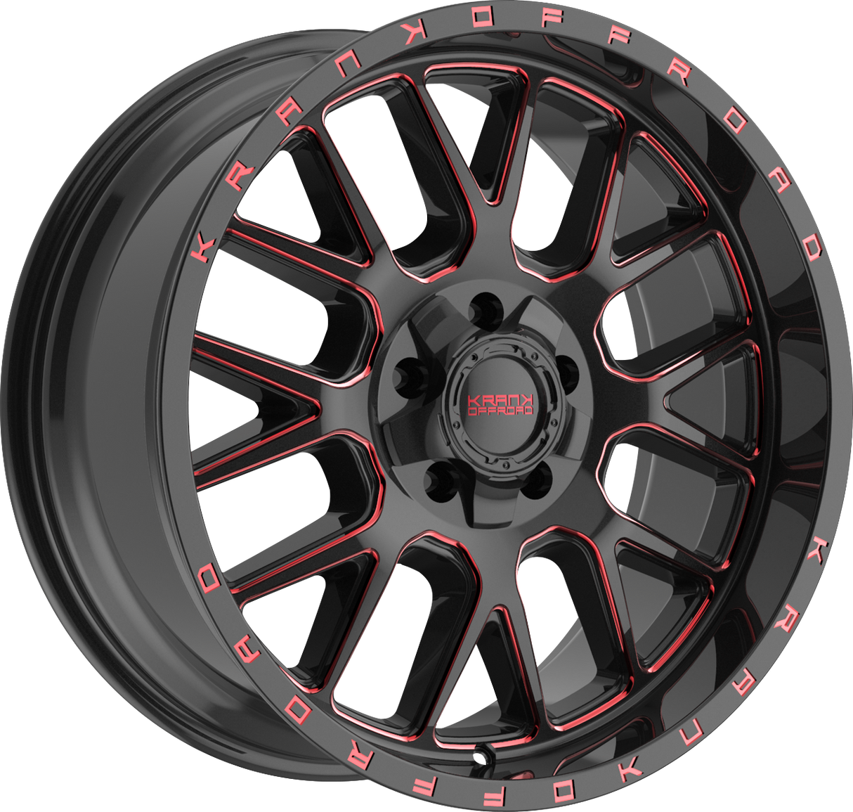 Krank Offroad Fuse Gloss Black Red Milled 20x9 5x127/5x139.7 et0 77.8