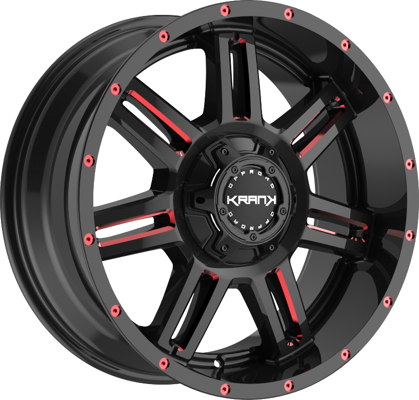 Krank Offroad Force Gloss Black Red Milled 20x10 5x127/5x139.7 et-24 77.8