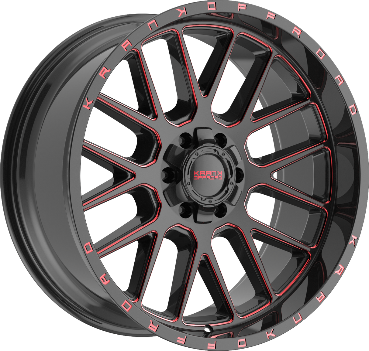 Krank Offroad Fuse Gloss Black Red Milled 22x10 8x180 et-18 124.4