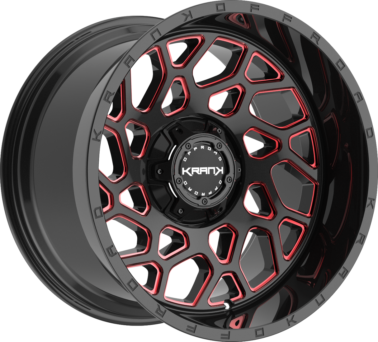 Krank Offroad Ambush Gloss Black Red Milled 22x9.5 6x135/6x139.7 et25 108