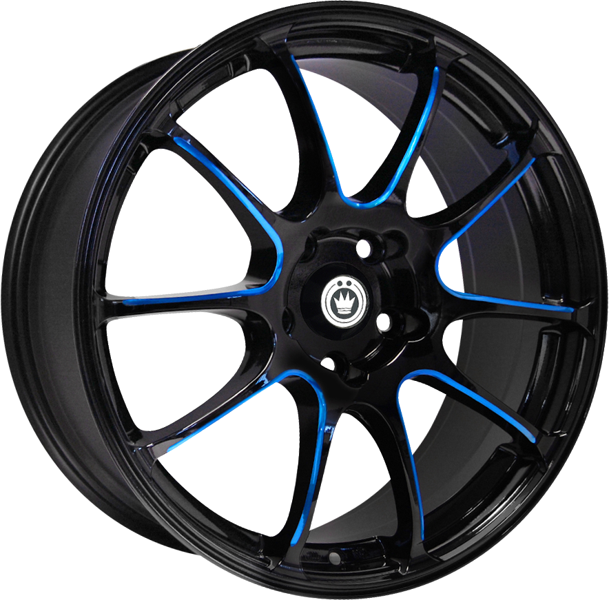 Konig Illusion Gloss Black w/ Blue Spoke Accents 17x7 5x100 et40 73.1