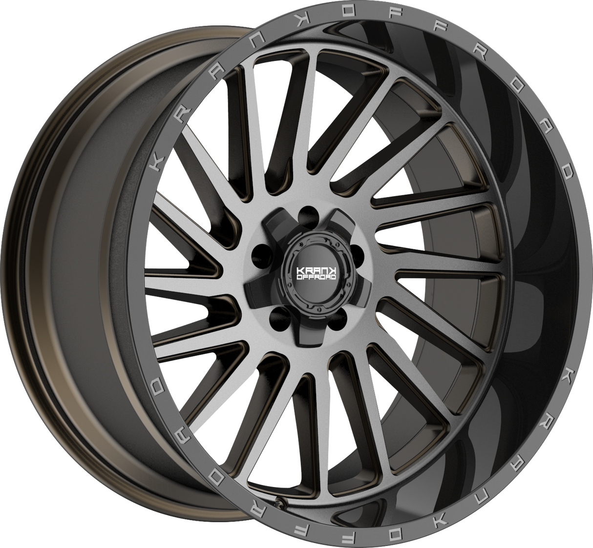 Krank Offroad Coil Bronze Dark Tint w/ Gloss Black Barrel 22x12 5x127/5x139.7 et-44 77.8