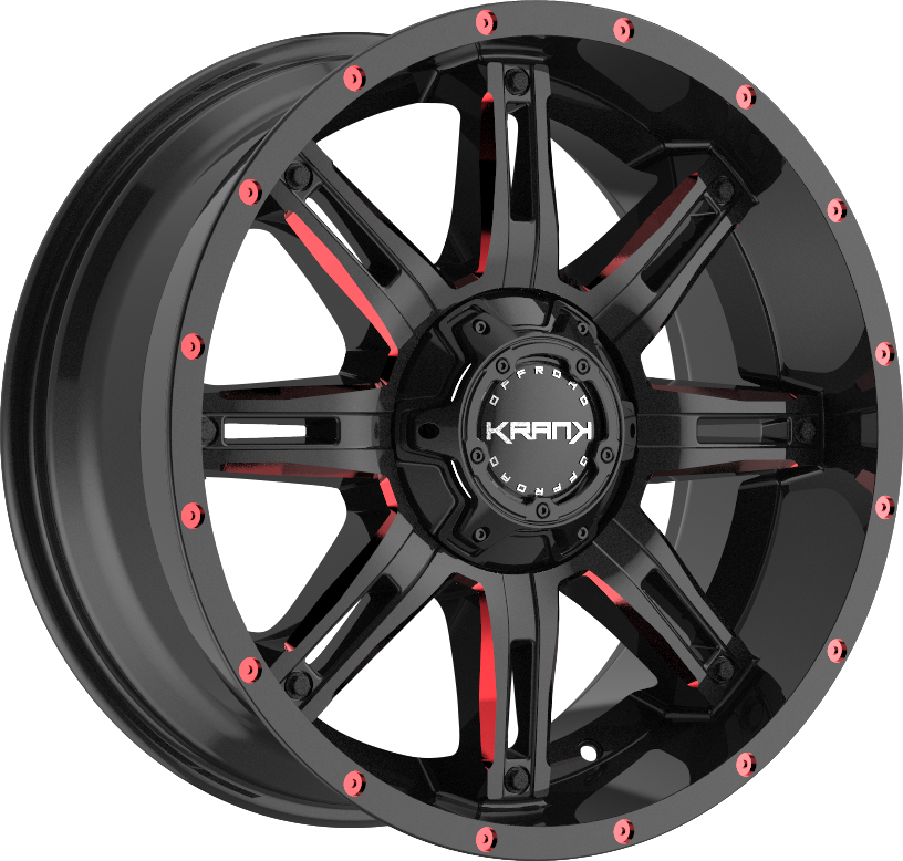 Krank Offroad Shaft Gloss Black Red Milled 18x9 6x135/6x139.7 et8 108