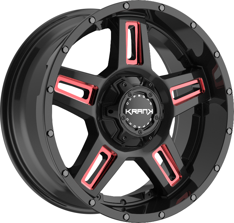Krank Offroad Hammer Gloss Black Red Milled 20x10 5x127/5x139.7 et-24 77.8