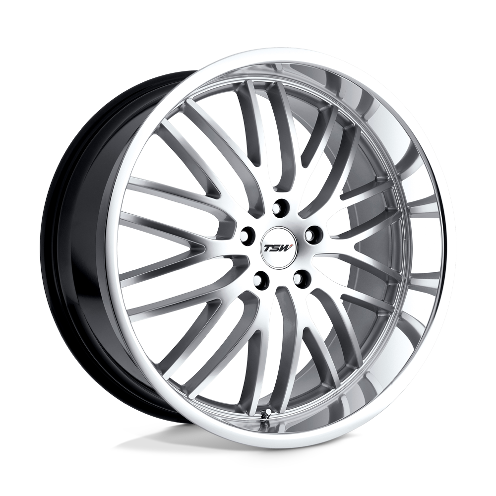 TSW SNETTERTON HYPER SILVER W/ MIRROR CUT LIP 20X8.5 5x120 et20 76.1