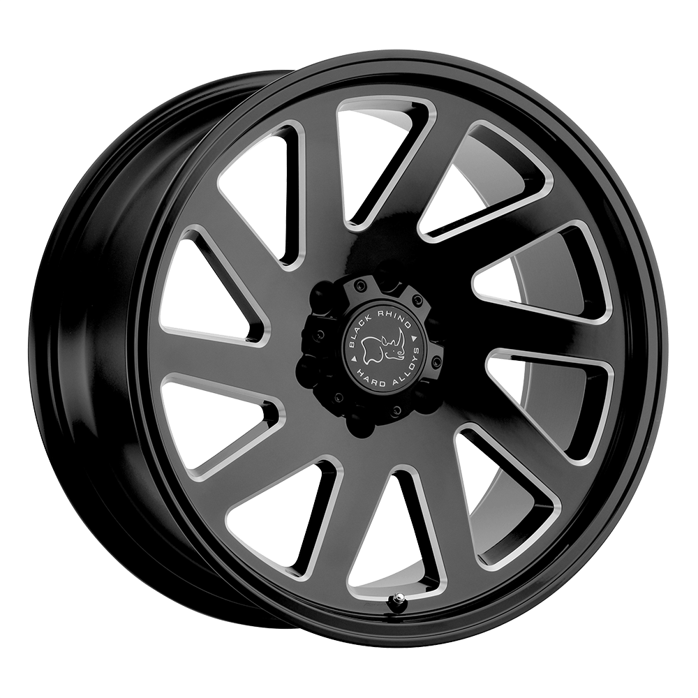 Black Rhino THRUST GLOSS BLACK W/ MILLED SPOKES 22X12 8x180 et-44 125.1