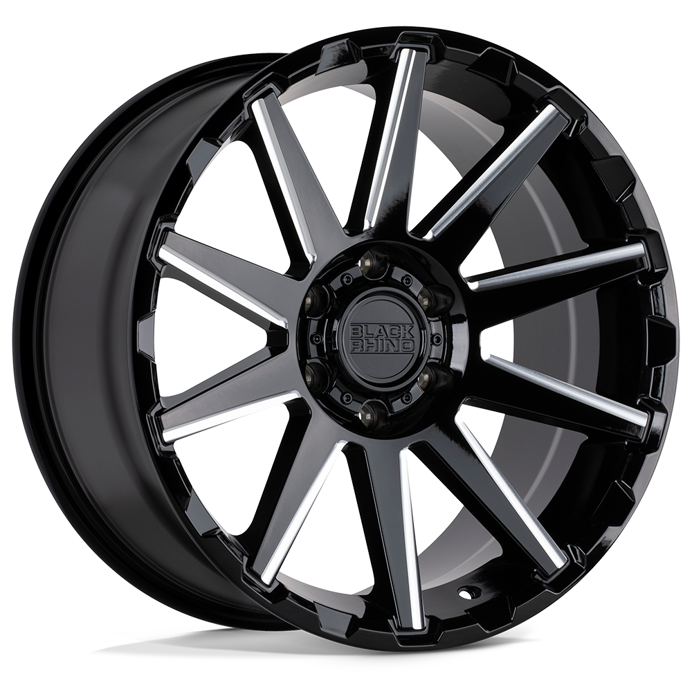 Black Rhino TYPHOON GLOSS BLACK W/ MILLED SPOKES 20X9.5 6x139.7 et-18 112.1
