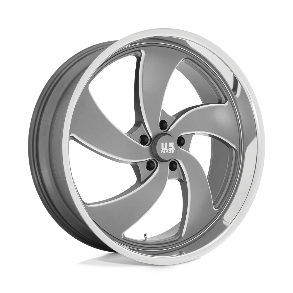 US Mag 1PC U133 DESPERADO ANTHRACITE MILLED DIAMOND CUT LIP 22X8.5 5x120.65 et1 72.56