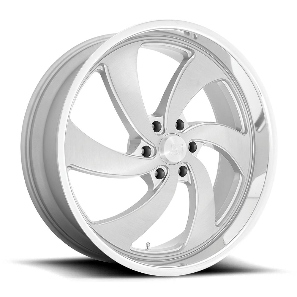 US Mag 1PC U134 DESPERADO SILVER BRUSHED FACE MILLED DIAMOND CUT LIP 24X9 6x135 et25 87.1