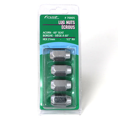 Acorn Chrome Packaged Nut 60° Seat-1/2" RH-21mm Hex (PKG/4) *