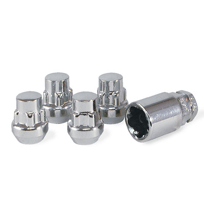 Acorn Chrome Lock Nut 60° Bulge-12x1.25mm-19/21mm Hex (PKG/4)
