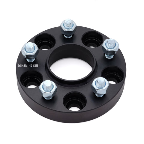 Billet Wheel Adapter-Black-5x114.3 to 5x114.3mm-Bore 66.1mm-Thickness 26mm (1.00'')-12x1.25mm