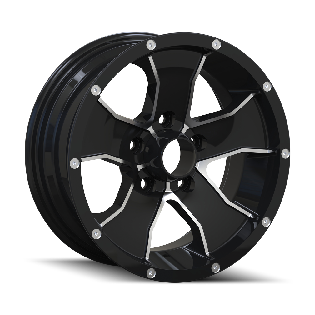 TRAILER WHEELS 14 (14) BLACK/MACHINED FACE